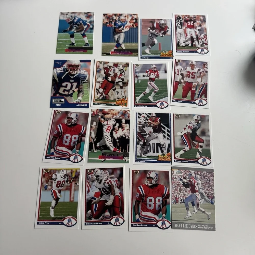 1991 Upper Deck New England Patriots- 16 Card Lot- Russell, Fryar, Dykes- RC